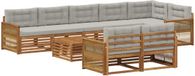 vidaXL Hoek loungeset 4-zits acaciahout naturel et gris clair