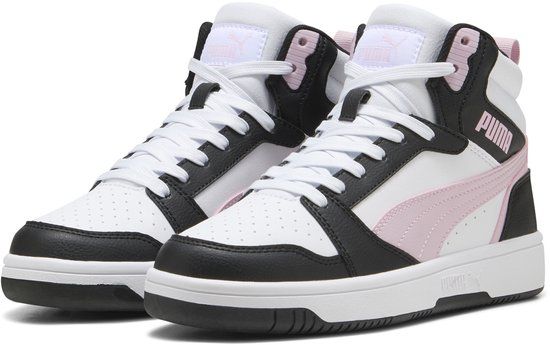 PUMA Rebound v6 Unisex Sneakers - PUMA White-Rose Mauve-PUMA Black - Size 39