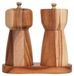 Set de moulins à sel et poivre avec plateau, acacia, 14 cm