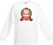 Bellatio Decorations Shoppartners Bv Kerst sweater / Kersttrui voor kinderen met eenhoorn print - wit - jongens en meisjes trui 152/164
