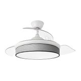 Eden pulse Witte ventilator met groefdesign, 72 W, 7200 lm, 3 uitklapbare vleugels, geïntegreerde led, afstandsbediening, 39/54 x 49/108 cm