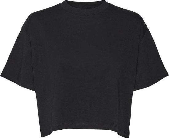 NOISY MAY NMALENA S/S O-NECK SEMICROP TOP FWD NOOS - Black - Women's - Size M