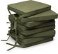 Beautissu Loft SK - Set van 8 Stoelkussens met Linten Zitkussen 45x40x5 cm - Zitkussens voor Stoelen Non-Slip met Afneembare Kussenhoes - Kussen Olivengroen