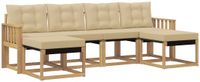vidaXL Bank loungeset 6-delig Acaciahout Wit en Beige