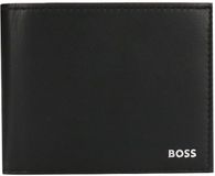 BOSS Leren Portemonnee Randy Trifold Black Zwart
