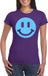 Bellatio Decorations Verkleed shirt dames - Smile / Emoticon - paars - carnaval/foute party - feestkleding S