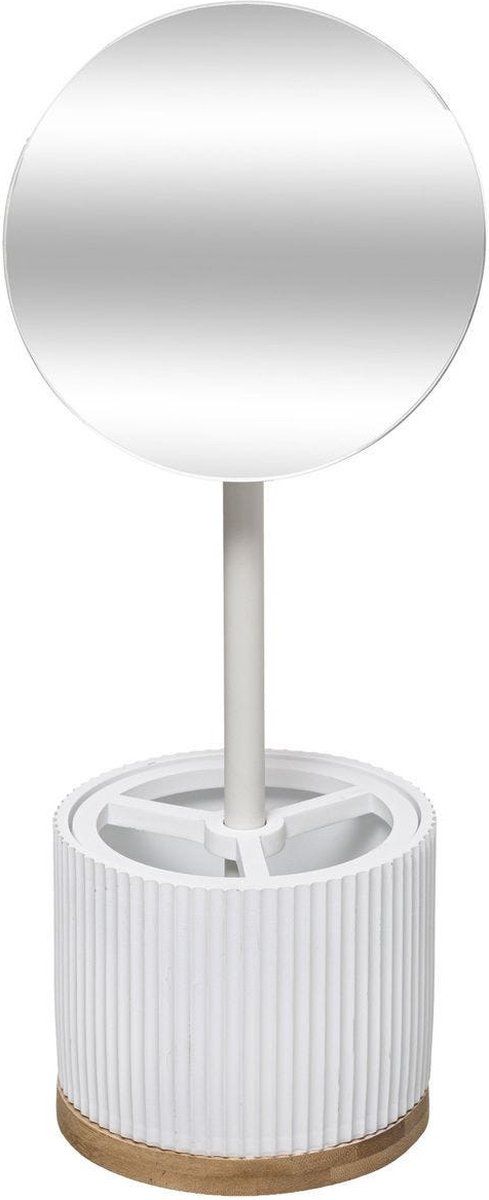 5five Make-up organizer met spiegel - 14 x 14 x 35 cm - Wit