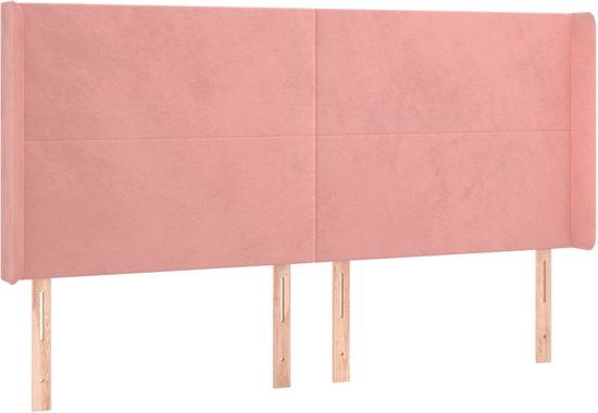 VidaXL Hoofdeind & Voeteind Roze 203x16x118/128 cm Polyester/Hout