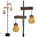 Lampe avec 2 abat-jour en rotin, bois/métal, noir/naturel, style rétro