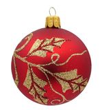 Ornex Kerstboomdecoratieset (Ø 7 cm) van mondgeblazen en handbeschilderd glas voor kerstboom, rood, goud, 3 ballen Ø 7 cm, 3 stuks