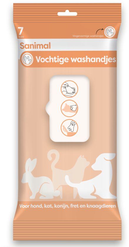 Sanimal Vochtige Washandjes - 7 stuks