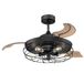 Westinghouse Lighting 73001 Dunlin, 105 cm LED-plafondventilator met verlichting en afstandsbediening in vintage-stijl, uitvoering in mat zwart met kooivormige lampenkap en intrekbare vleugels