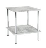 HAKU Bijzettafel betonlook chroom MDF metaal salontafel klein