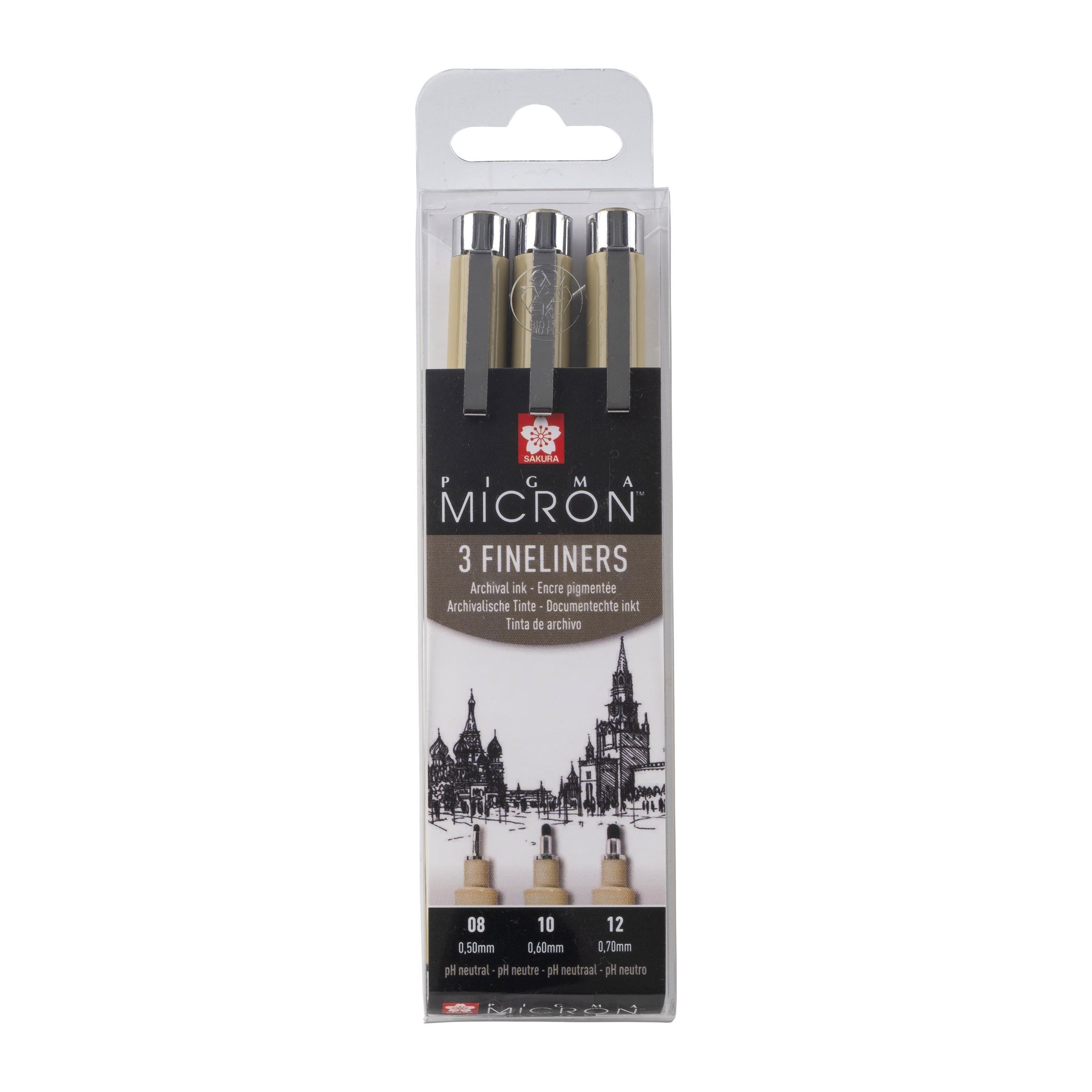 Sakura Pigma Micron Etui 3 Fineliners Zwart - 08-10-12 Breed