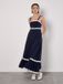 Apricot Ric Rac-bies katoenen midi-jurk marine