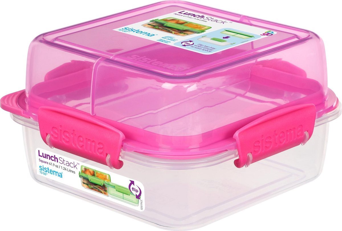 Sistema Lunchbox Stack Square To Go (1,24L) - Roze