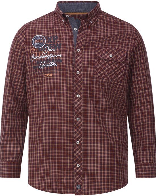 Jan Vanderstorm herren Overhemd - 55/56 - donkerrood - Plus Size