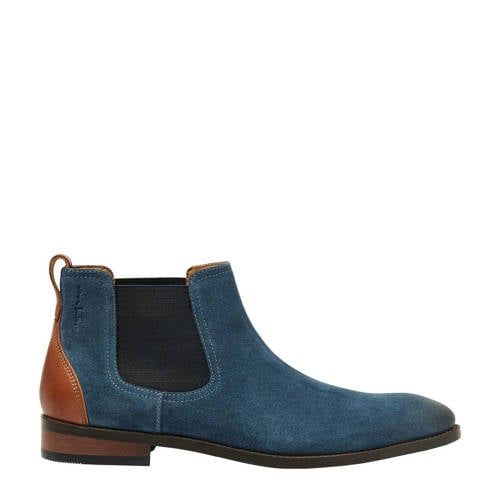 Van Lier Vienna suède chelsea boots blauw