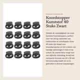 Merkloos / Sans marque Dailygoods Koordstopper 6 mm - 40 Stuks - Kunststof - Zwart