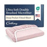 Cathay Home Luxe rimpel- en vervagingsbestendig dubbel geborsteld ultrazacht microvezel 35,5 cm standaard zak enkel hoeslaken, blush, full
