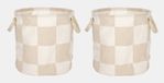 OYOY Storage Basket Round Cotton, Polyamide, Polyester, Viscose Beige, White (Set of 2)