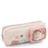 Mymochi 63195 Pennenetui, 23 x 6 x 9 cm, met knuffeldier, mini-kat Angy, 5 cm, beige