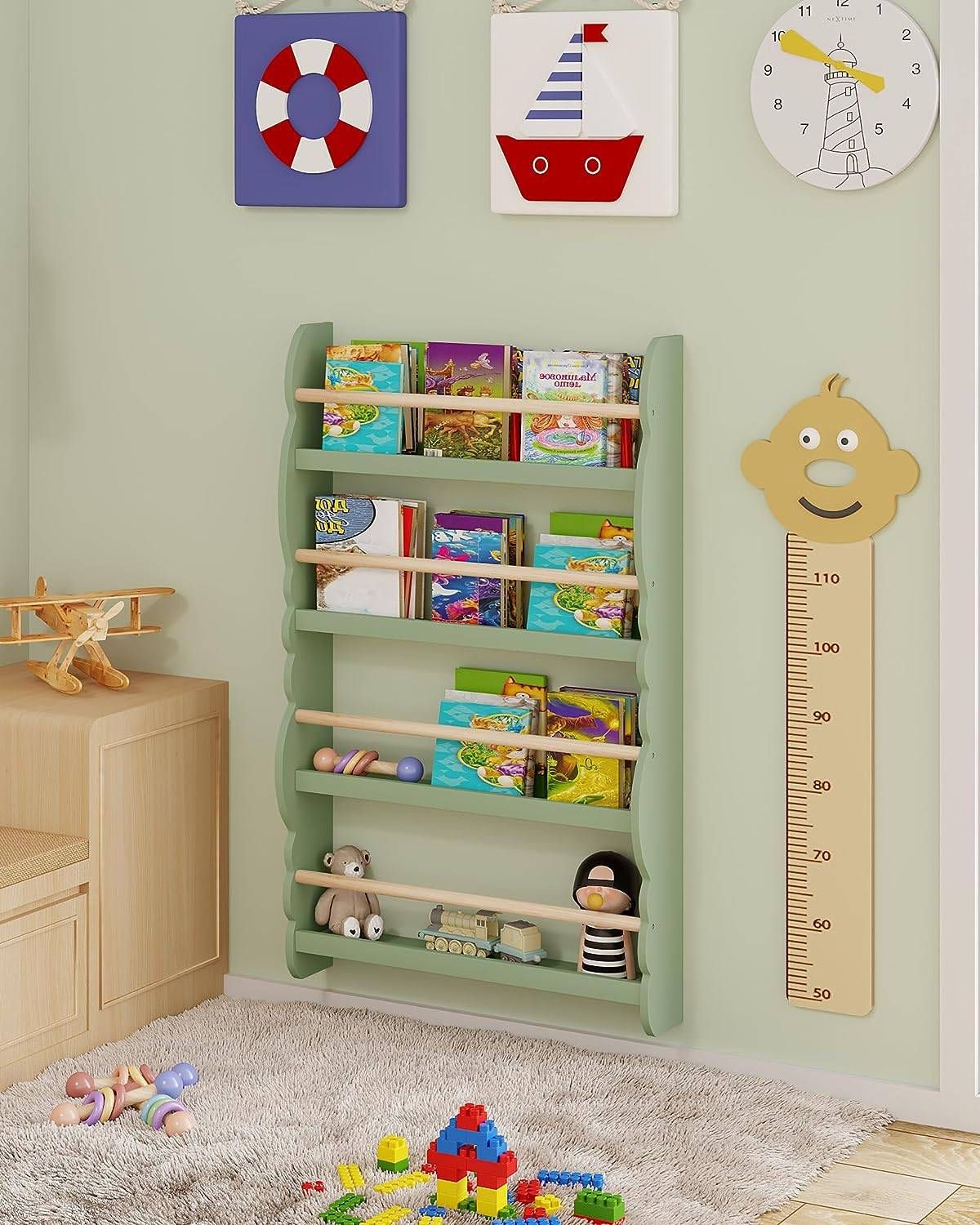 WOLTU Kinderboekenkast Wandplank Groen