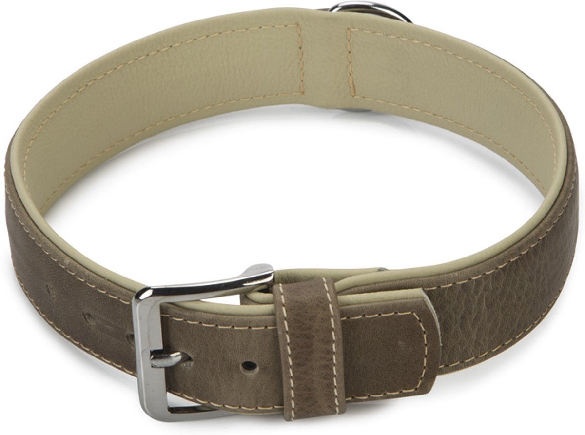 Beeztees Comfort - Hondenhalsband - Leer - Grijs - 65cm x 40mm