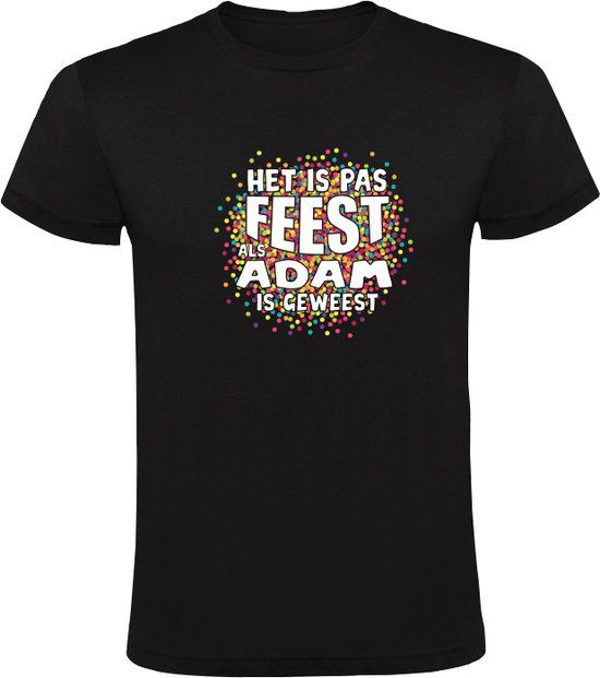 Sol's Het is pas feest als Adam is geweest Heren T-shirt Zwart | Katoen | Maat S