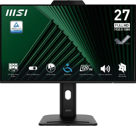 MSI PRO MP272PMG - 27 inch - Full HD - 120Hz - IPS - Ingebouwde Webcam