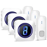 Deurbel Waterdichte Plug-in Draadloze Deurbel met 3 Draadloze Knoppen op Batterijen