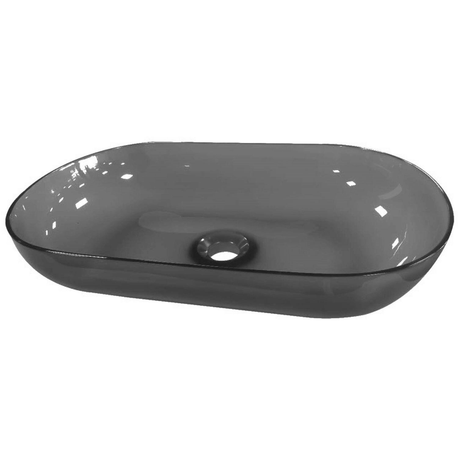 Best Design Waskom opbouw 54x34x12 cm resin transparant zwart