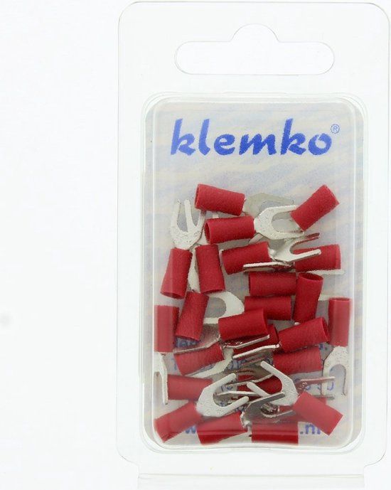 Klemko Geïsoleerde Vorkkabelschoen M4 - Rood - 25 stuks