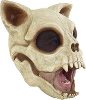 partychimp Cat Skull Mask - Halloween Costume - Latex - Ivory White - One Size