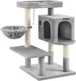 Tour pour chat PCT042W01 gris pigeon avec griffoirs, grand perchoir, grotte, panier pivotant, coussin amovible et lavable