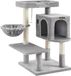 Tour pour chat PCT042W01 gris pigeon avec griffoirs, grand perchoir, grotte, panier pivotant, coussin amovible et lavable