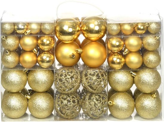 vidaXL Kerstballenset 6 cm goud 100-delig