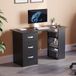 Vida Designs Mason Computer Desk with Shelves and 3 Drawers, Home Office, PC/Laptop, Gaming Table, Study Workstation, Furniture, Black
