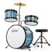 Eastar 3-delig voor kinderen, 3-delig voor beginners, 14 inch drumset met verstelbare troon, bekken, pedaal en twee paar drumsticks, junior drumset met bas Tom snaredrum, metallic hemelsblauw