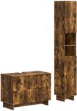 vidaXL - 2-delige - Badkamerkast - Set - EDE - Gerookt - eiken - Bewerkt - hout