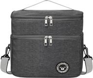 Sac isotherme sans marque Sac à lunch - Isolé Pliable Double couche - pour Travail Voyage Bureau Pique-nique - Gris 9.6L Taille M