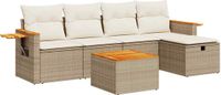 vidaXL 6-delige Loungeset met kussens, polyrattan, beige