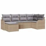 vidaXL Tuinbank Set 6-delig Beige/Lichtgrijs Polyrotan