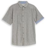 Tom Tailor - Regular fit chemise à manches courtes en lin - Taille XL - chambray vert feuille délavé