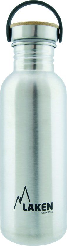 Laken RVS fles 750ml Basic Steel Bottle - Bamboo screw cap