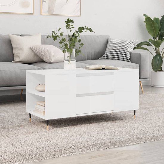 vidaXL Salontafel - Hout & Metaal - 102x44,5x50 cm - Betongrijs