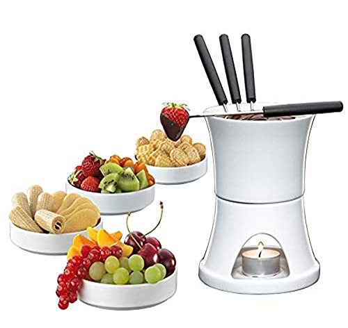 Cilio Chocolade fondue set 10-delig, porselein, wit, Ø 12 cm