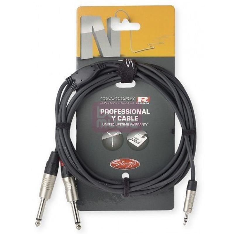 Stagg NYC2/MPS2PR mini-jack stereo - 2x jack verloopkabel 2m