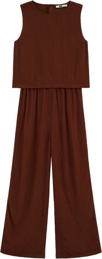 WE Fashion Meisjes jumpsuit met open rug 152 Bruin Viscose