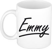 Bellatio Decorations Emmy Naam koffiemok - beker - met sierlijke letters - wit